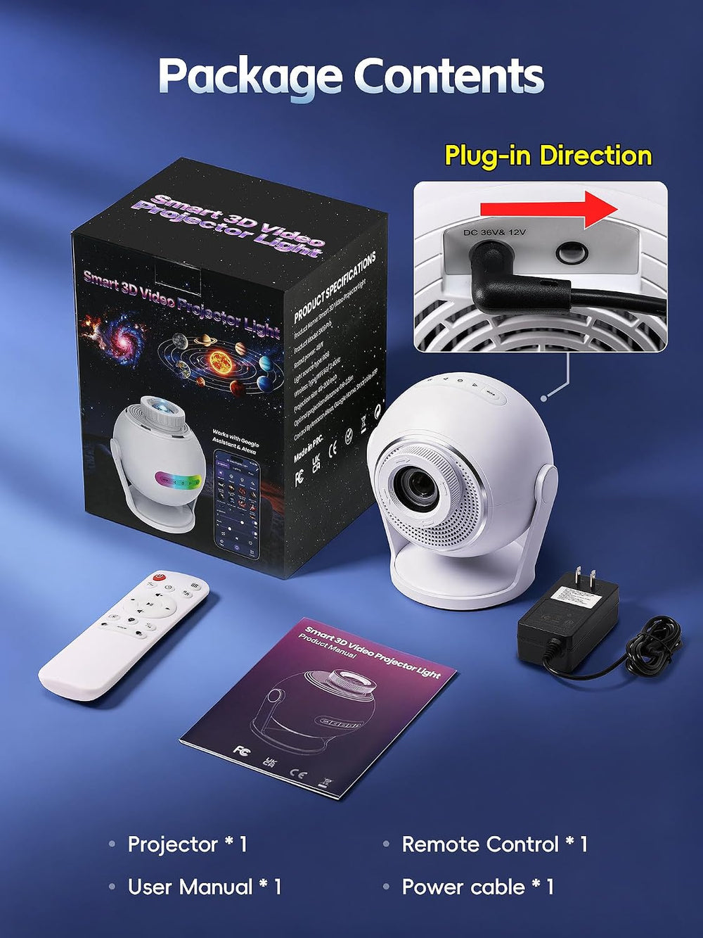 3D Galaxy Projector,Smart APP 60 Scenes Star Projector Bluetooth Speaker