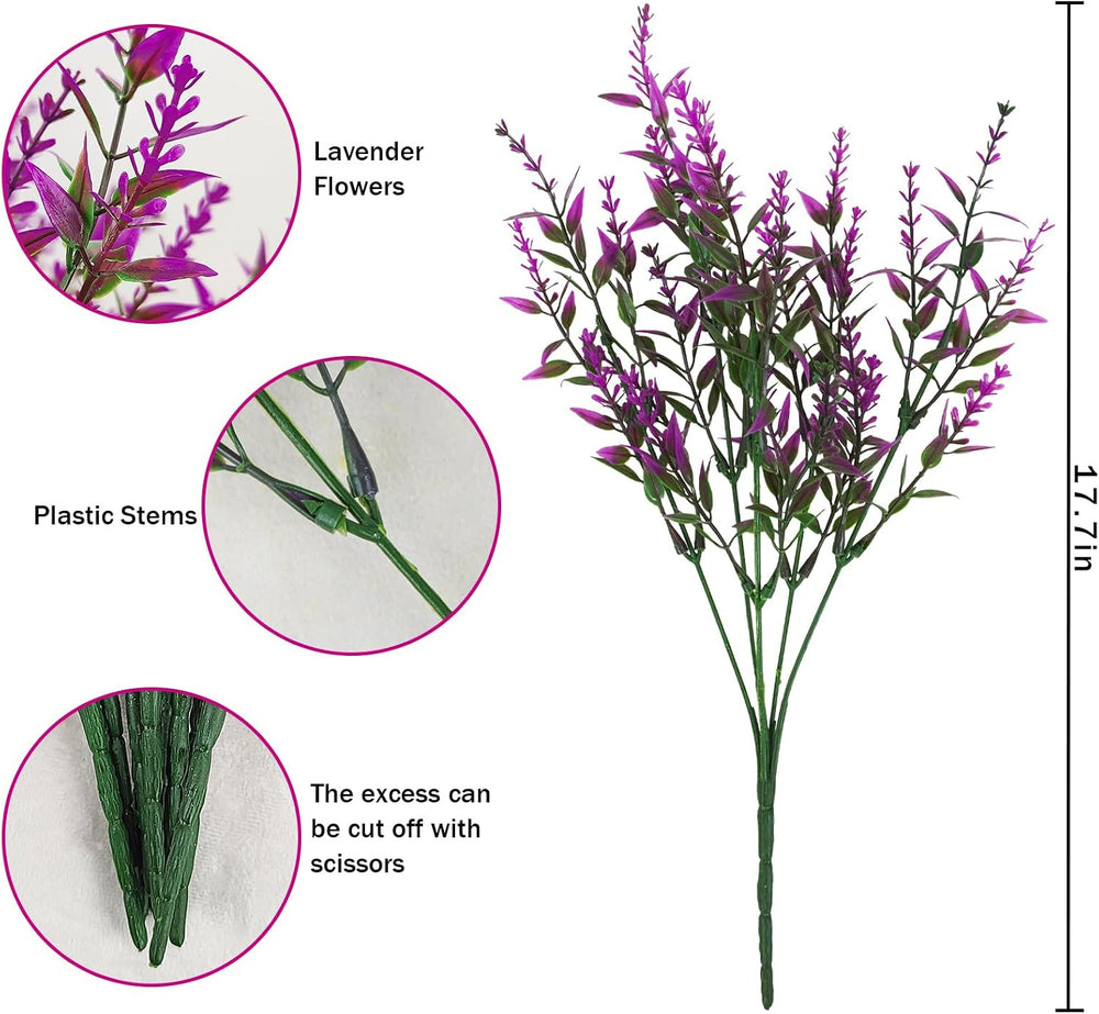 42 Pcs Fake Lavender Flowers Outdoor UV Resistant Faux Plastic Lavender Flowe...