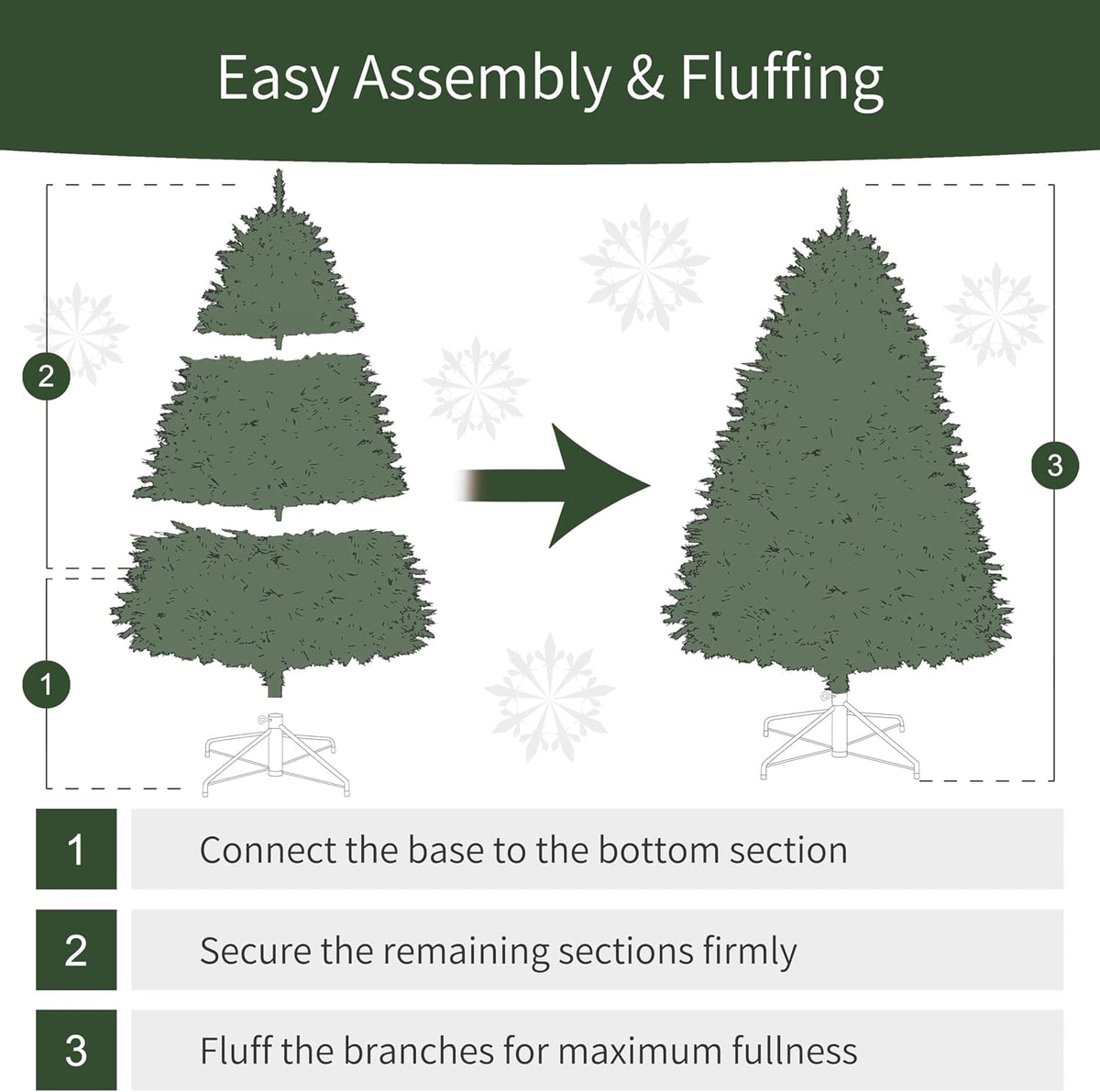 Puleo International 7.5ft Pre-Lit Teton Pine Christmas Tree with 600 Clear Lights, 1347 Realistic Dense Branch Tips, Easy Setup Artificial Trees with Sturdy Metal Stand