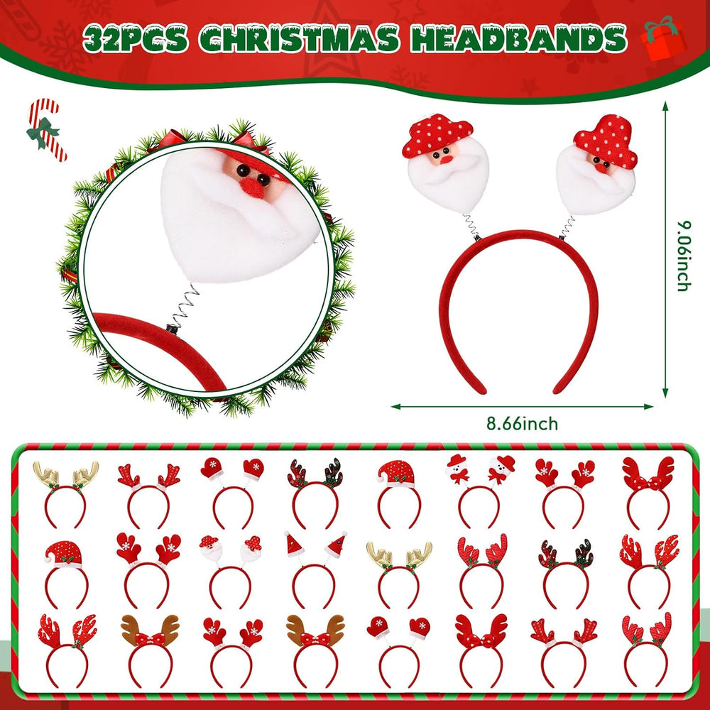 64 Pcs Christmas Glasses Frame and Headbands Set, Xmas Costume Accessories