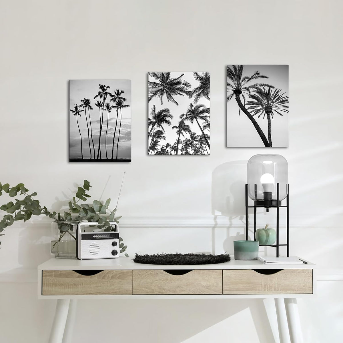 lyerartork 3 pieces tropical palm tree wall art shown in use