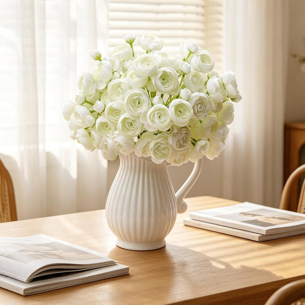 32Pcs Ivory White Ranunculus Artificial Flowers DIY Home Wedding