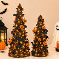 2Pack Lighted Halloween Tabletop Trees with Timer, Pumpkin Bat Decor