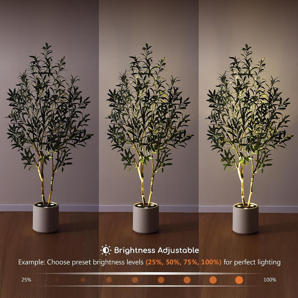 VeriNatural 5ft Olive Trees Artificial Indoor with Remote LED Spotlights