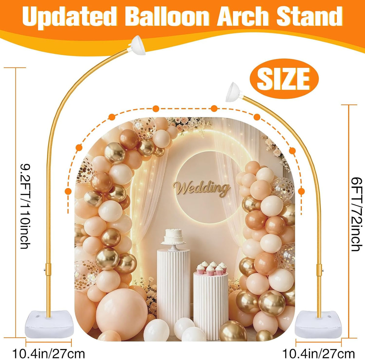 Balloon Arch Kit for Wedding Decoration 9.2FT & 6FT - Gold