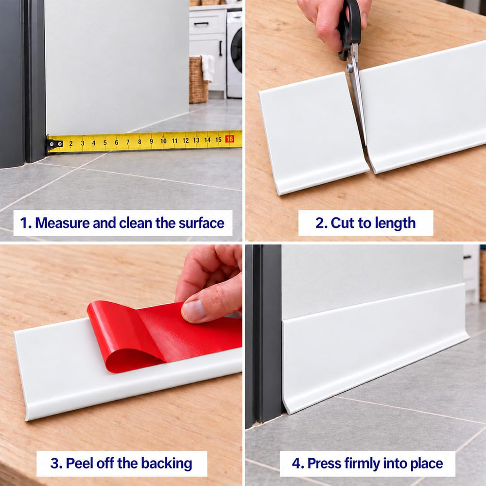 Peel and Stick Vinyl Baseboard Trim, 6 in x 20 ft Vinyl Wall Base, White