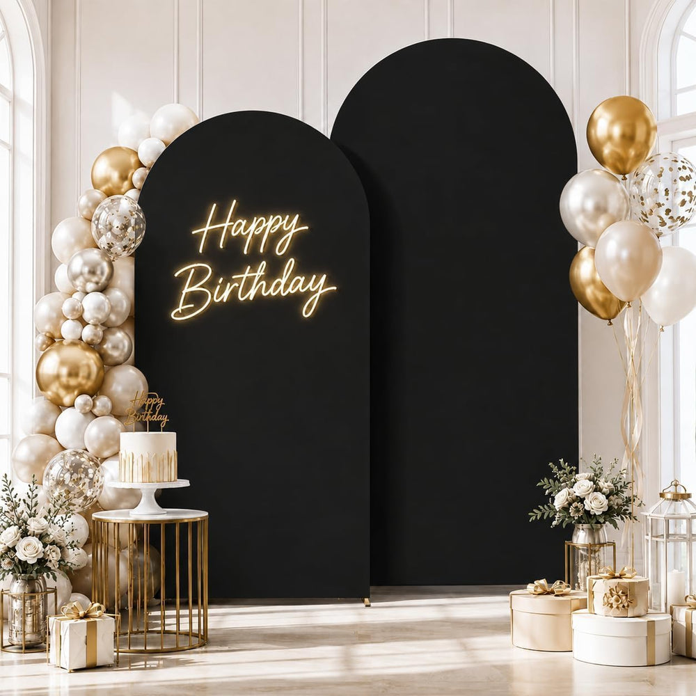 Metal Arch Backdrop Stand and Black Cover Set of 2 (6FT/7.2FT)