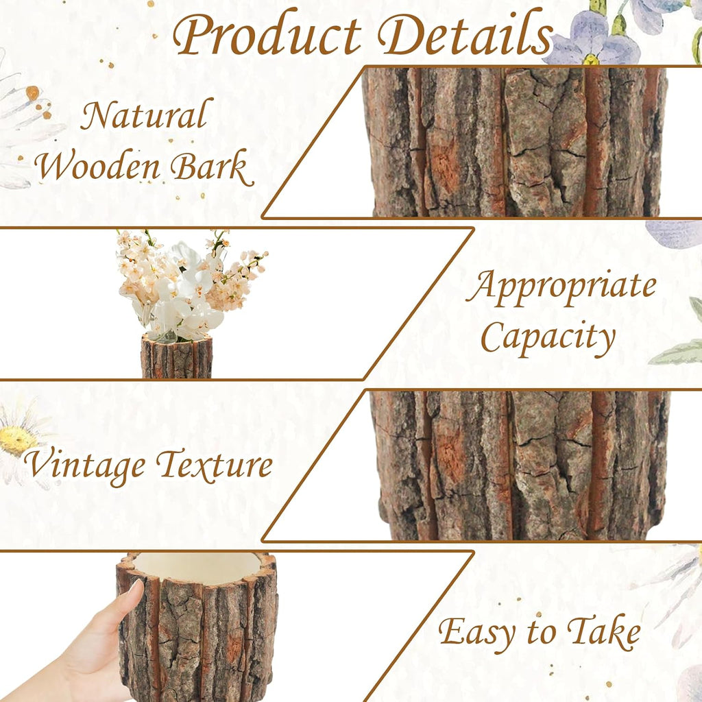 6 Pcs Wooden Vases for Centerpieces, Wood Flower Vase
