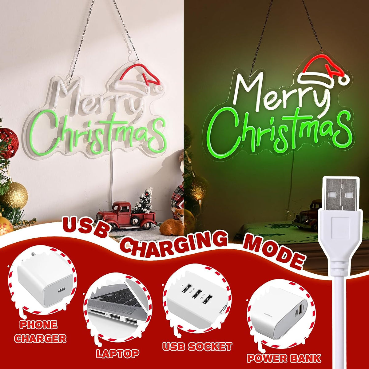 framics merry christmas neon sign for wall decor-10 on a desk or shelf