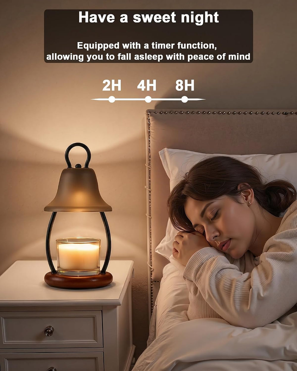 Candle Warmer Lamp with Timer, Dimmable, Adjustable Height, Black