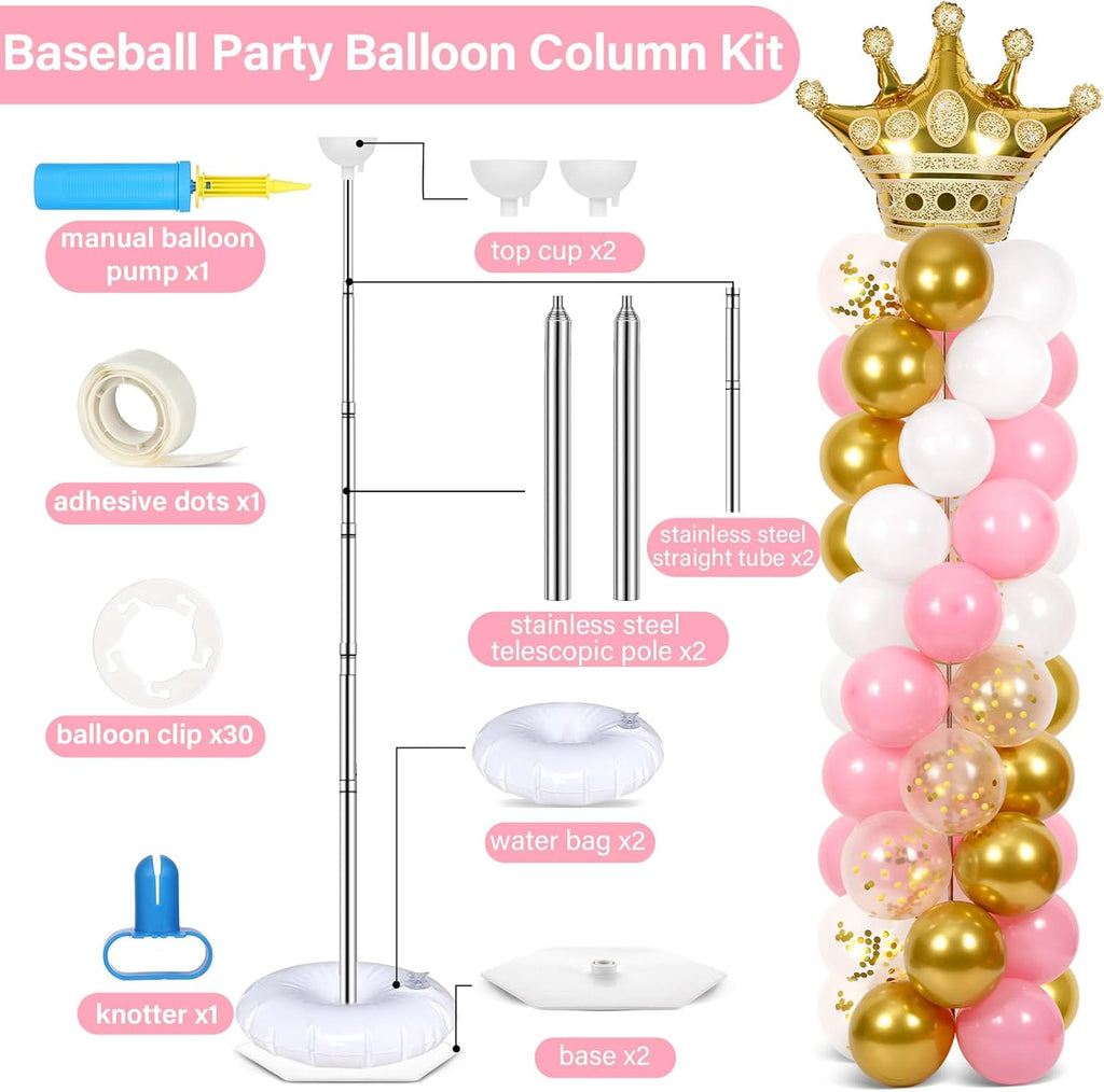 2 Sets Princess Balloon Column Stand Kit Adjustable Princess Balloon Decor