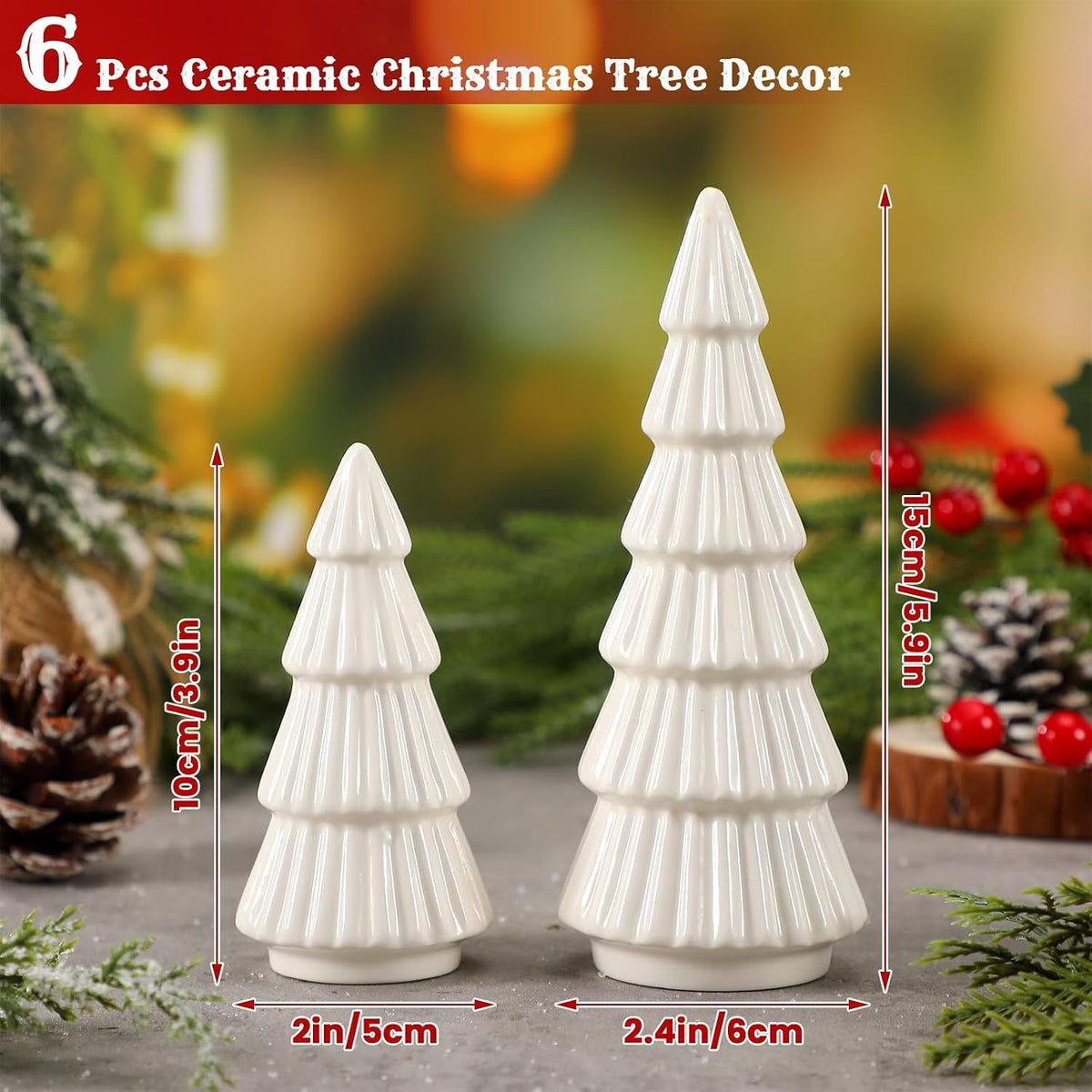 leinuosen 6 pcs white ceramic christmas tree winter shown in use