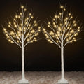 2 Pack 4FT Lighted Birch Trees, 96 LED Twinkling Trees, 2 Lighting Modes