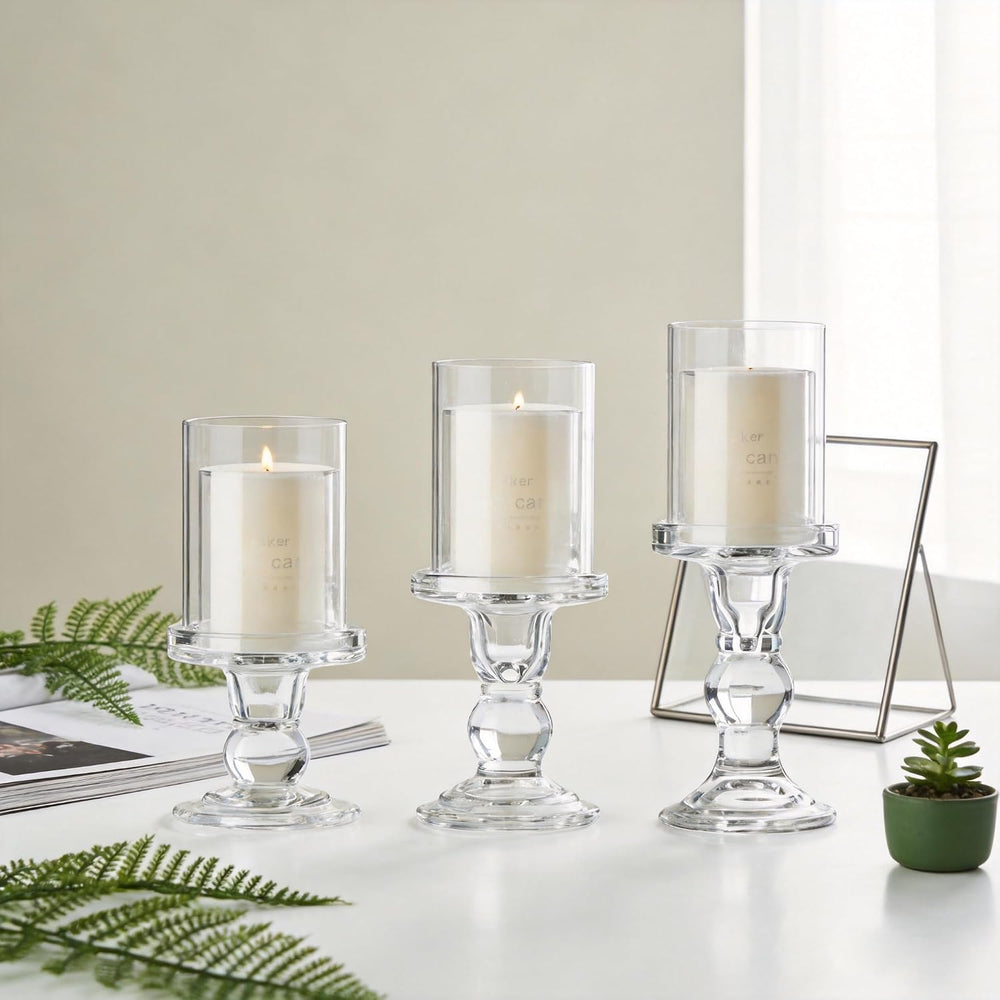 12 Pcs Candle Holders for Pillar Candles, Clear Crystal Candlestick Holder