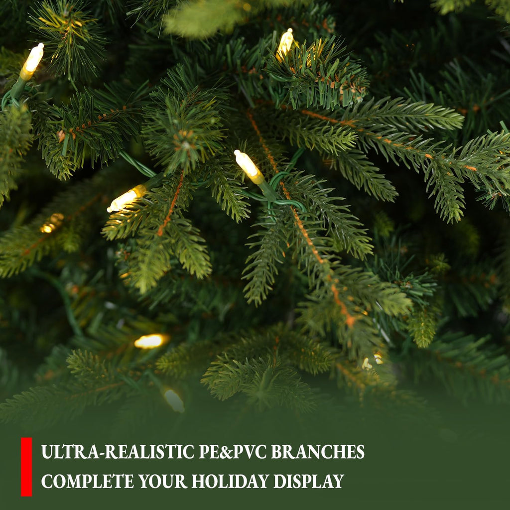 9FT Prelit Premium Christmas Tree, 5179 Realistic PE&PVC Tips