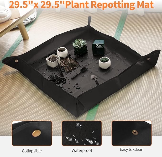Bonsai Tools Set, 20 Pcs Gardening Succulent Tree Indoor Beginner Tool Kit, Include 262 Feet Bonsai Wire, 29.5"x29.5" Plant Repotting Mat, Leather Bag, Bonsai Scissors, Pruning Shears, Gifts for Women
