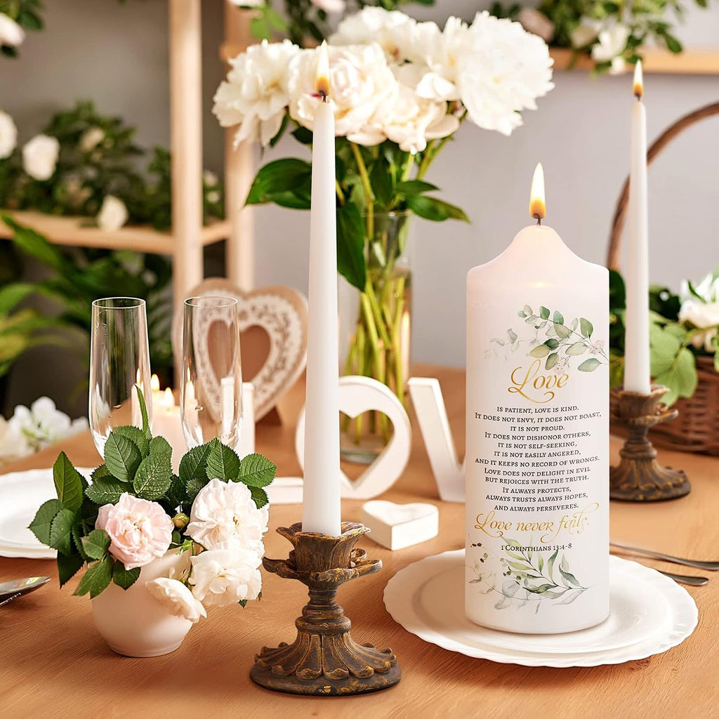 Frienda Unity Candles for Wedding Ceremony Set Wedding Unity Taper Candles Catholic Religious Ceremony Accessories(Leaf Style) (3 Pcs)