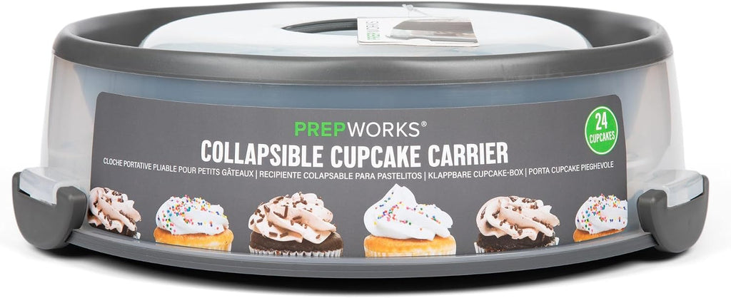 PrepWorks Collapsible Cupcake Carrier - 12-Cup Capacity, Foldable Design for Easy Storage and Transport of Cupcakes and Muffins, 9.88" x 15.75"
