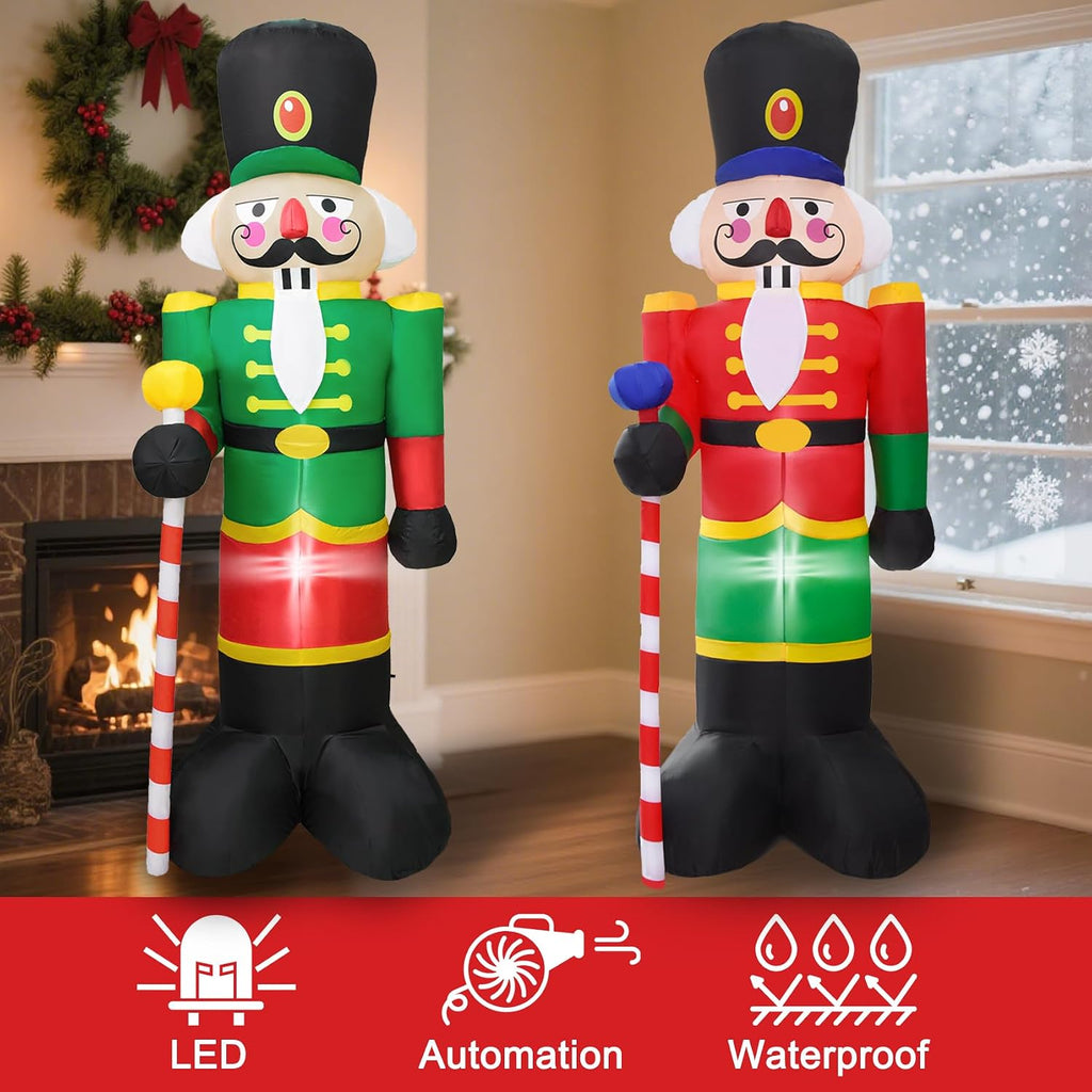 8.3ft 2pcs christmas inflatable nutcracker, jumbo nutcracker soldier on a desk or shelf