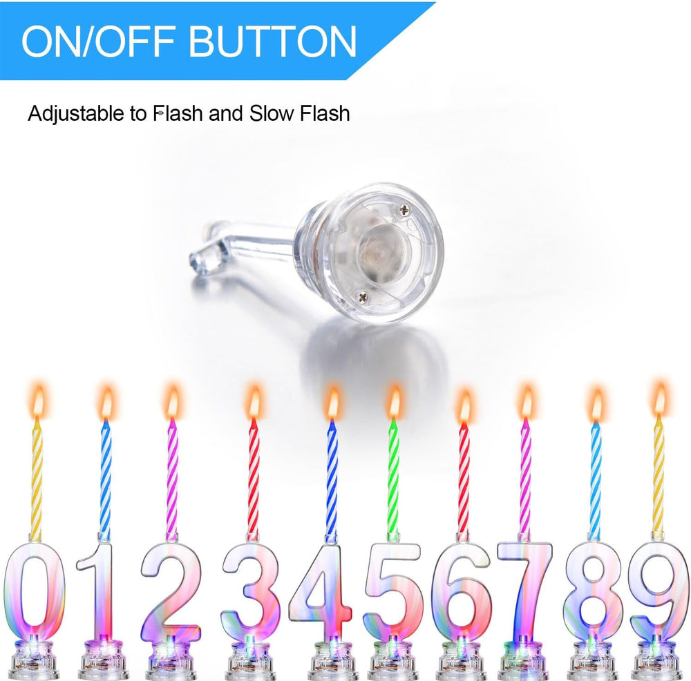 Boao 50 Pcs Birthday Number Candle Set LED Birthday Number Candles