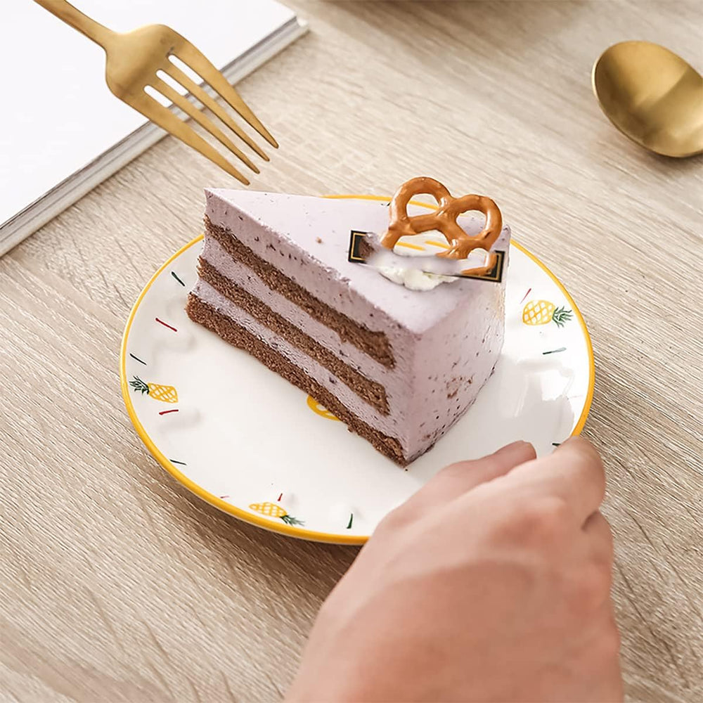 Set of 6 Ceramic Dessert, Cake, Appetizer & Snack Plates - 6 Inch Fruit P...