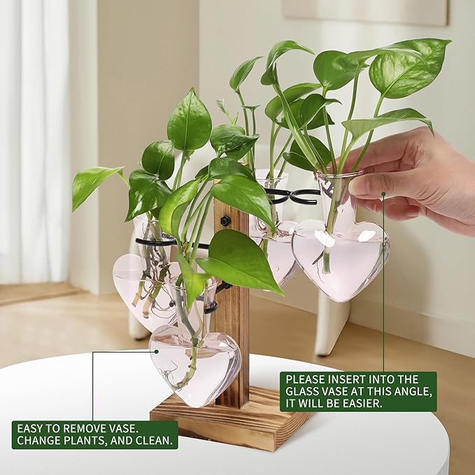 Plants Propagation Stations Plant Terrarium Kit Glass Planters for Indoor Plants House Plant Accessories Gift for Women - 4 Love Bulb Vase