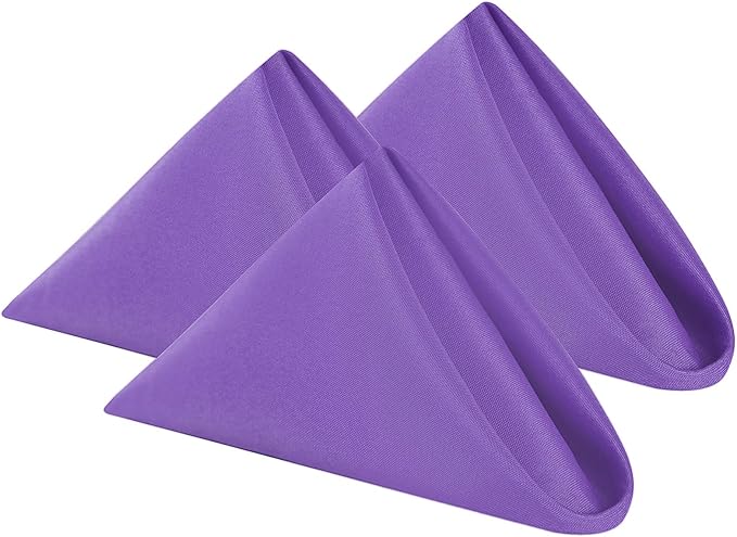 Cloth Napkins 20x20 inch Washable Polyester Dinner Napkins Soft Table Napkins for Wedding Party Dining Banquet(Purple,100PCS)