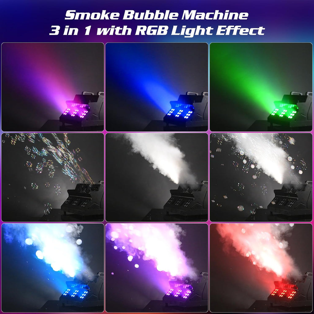 2000w fog machine, 3 in 1 fog bubble, close-up detail