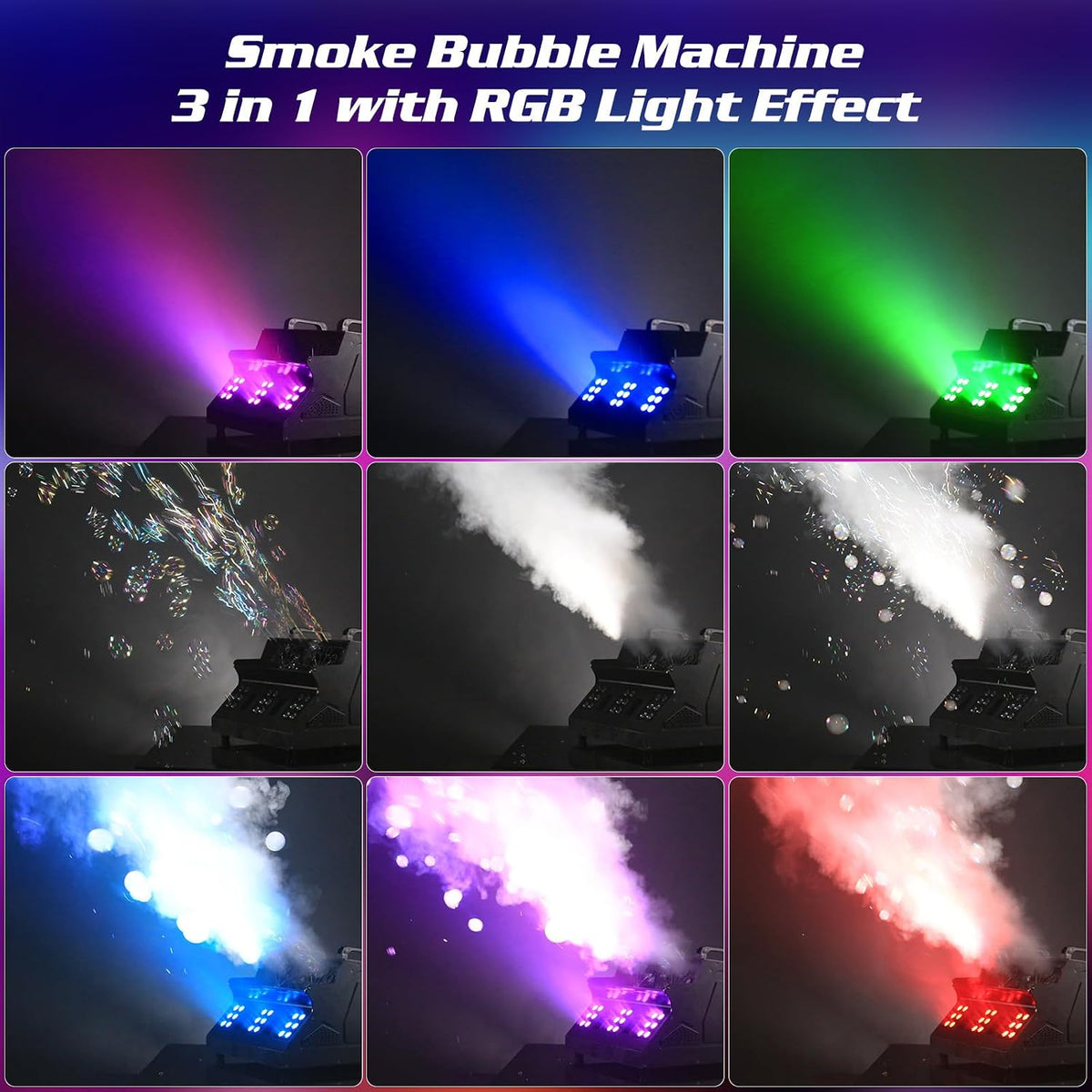 2000w fog machine, 3 in 1 fog bubble, close-up detail
