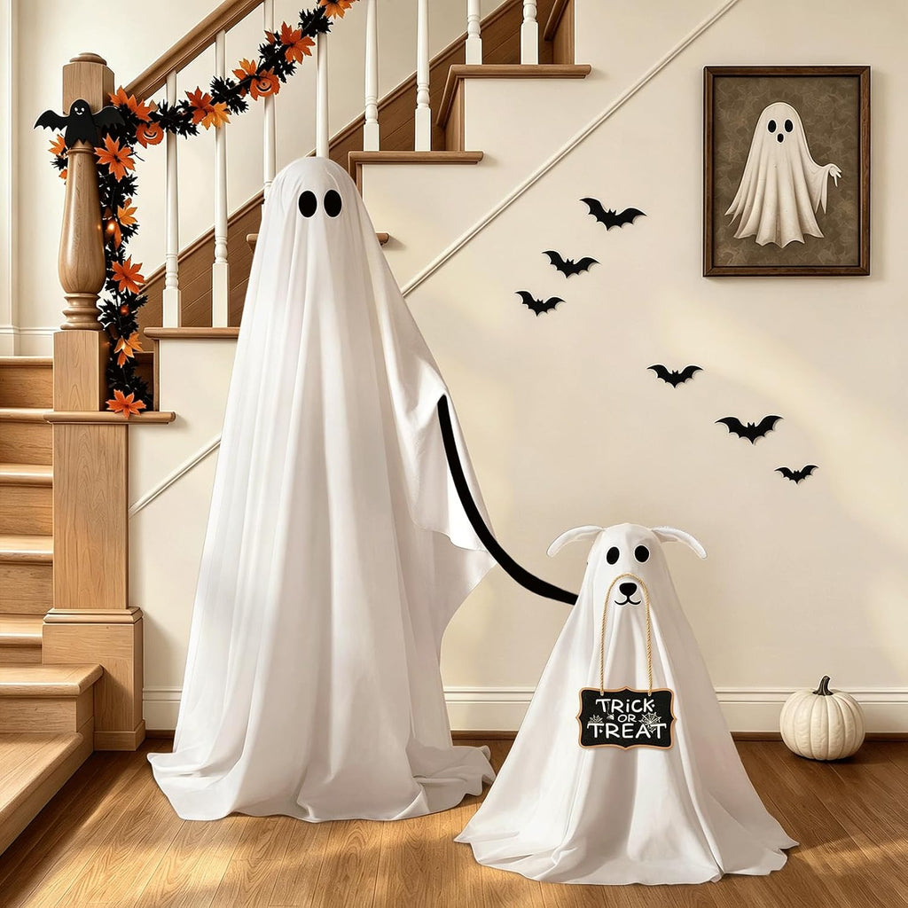 2 Pack Spooky Ghost Dog Halloween Decor Indoor for Party Decorations
