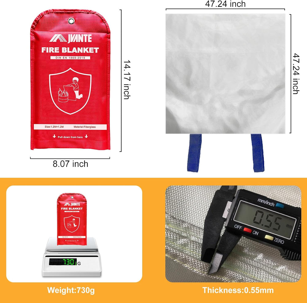 Emergency Fire Blanket-2 Pack for Home and Kitchen - 40"x40" Fiberg...