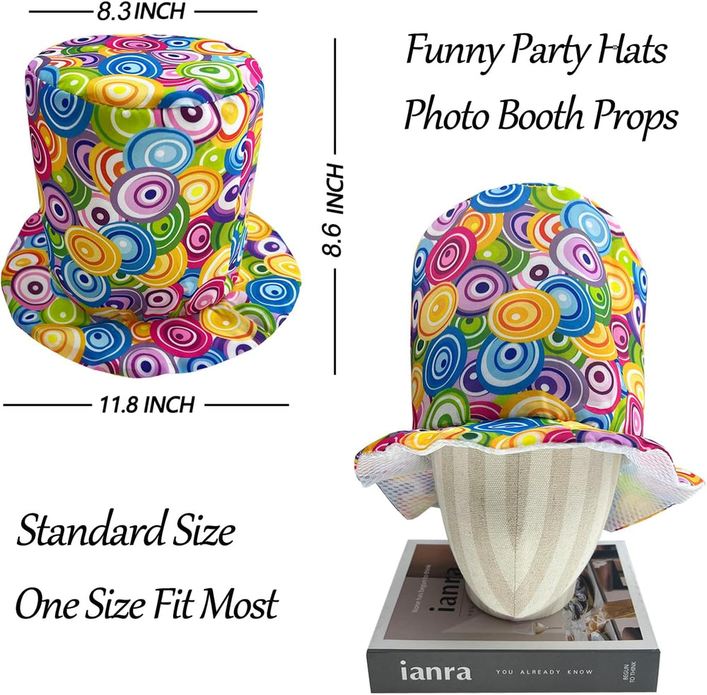 6 Assorted Pattern Funny Party Top Hats for Adults Teen