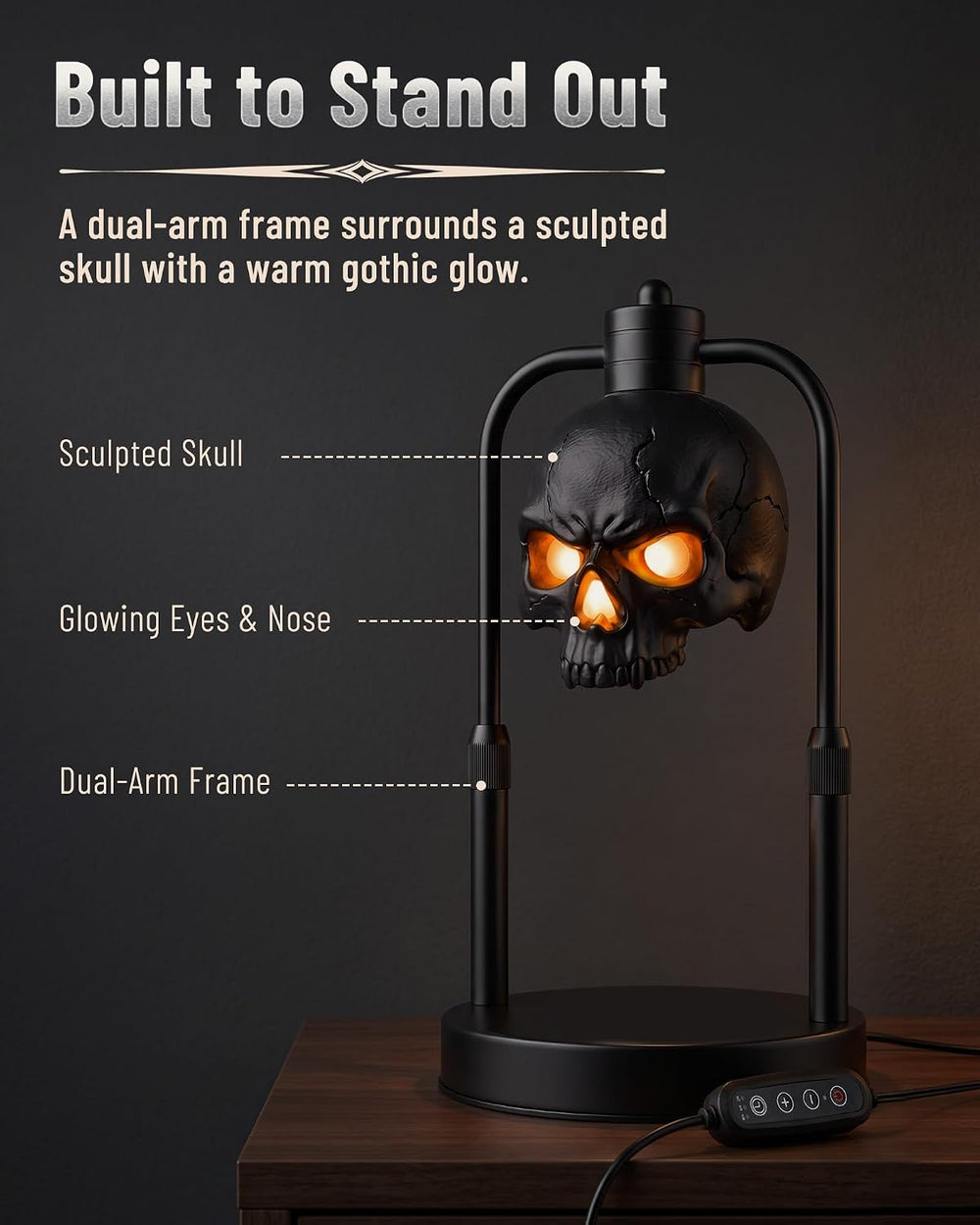 BOYISEN Skull Candle Warmer Lamp with Timer and Dimmer, Gothic Decor