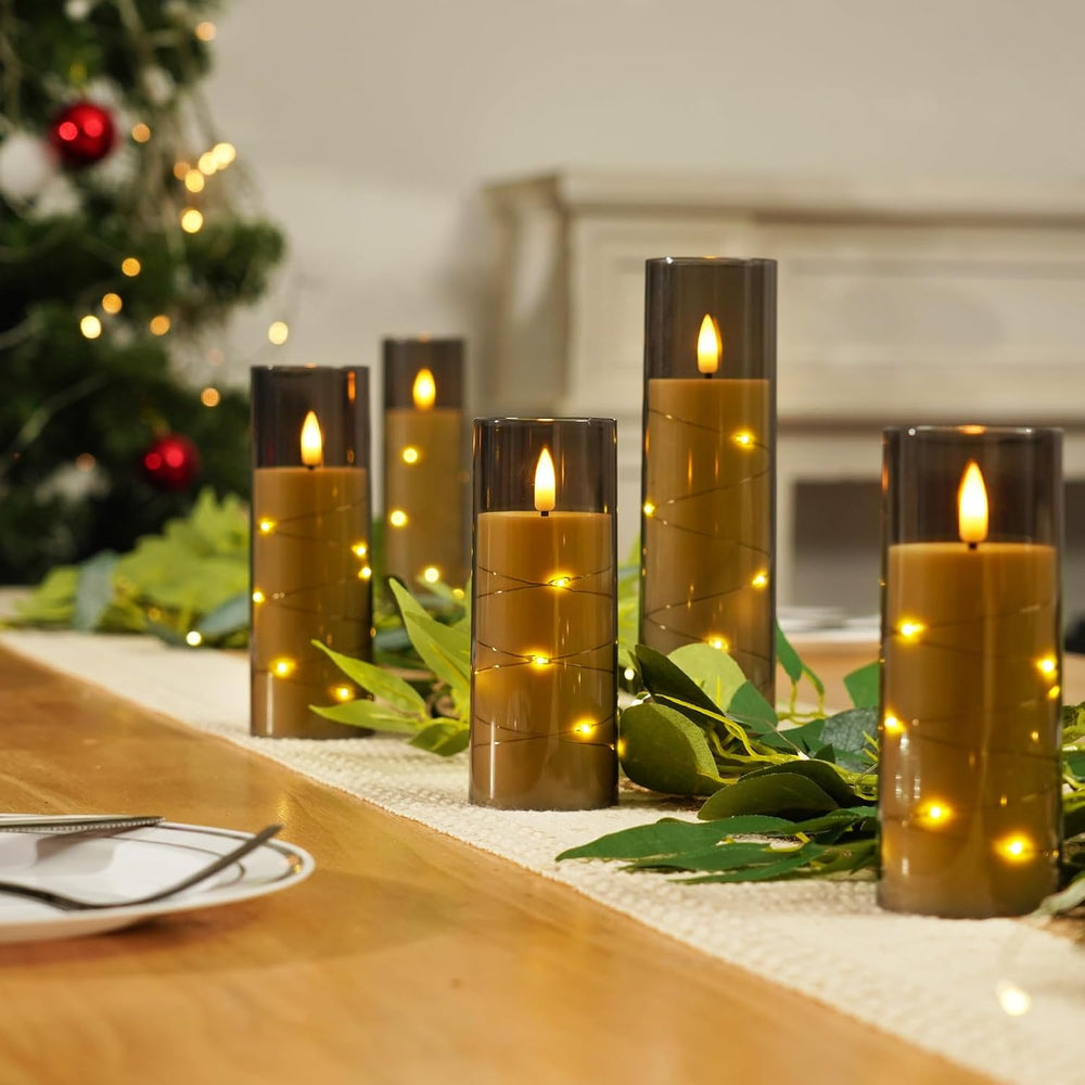 Homemory 12Pcs Flickering Flameless Candles with Remote, LED Pillar Candles