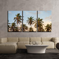 wall26 - 3 Piece Canvas Wall Art - Palm Trees Under Blue Sky - Modern Home Art Stretched and Framed Ready to Hang - 16"x24"x3 Panels