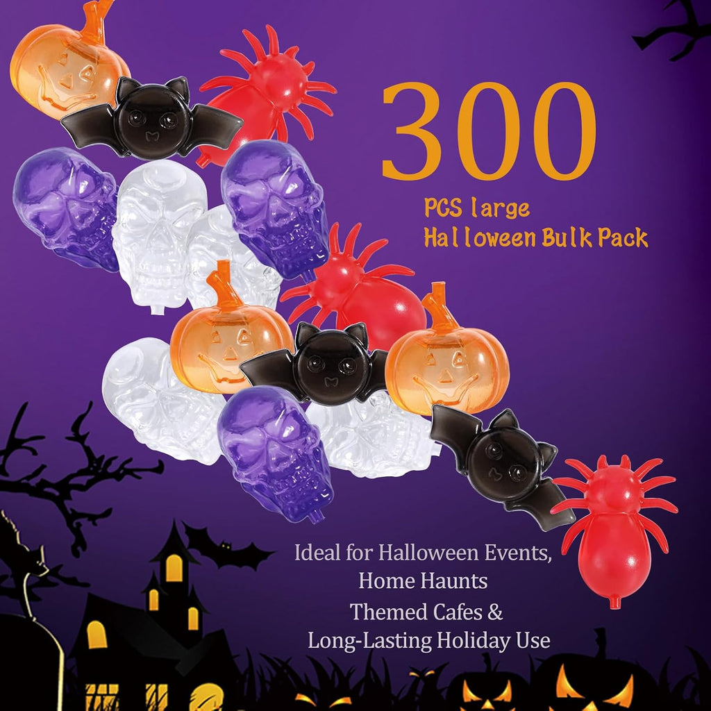 300 Pack Halloween Reusable Ice Cubes for Drinks and Parties, Pumpkin