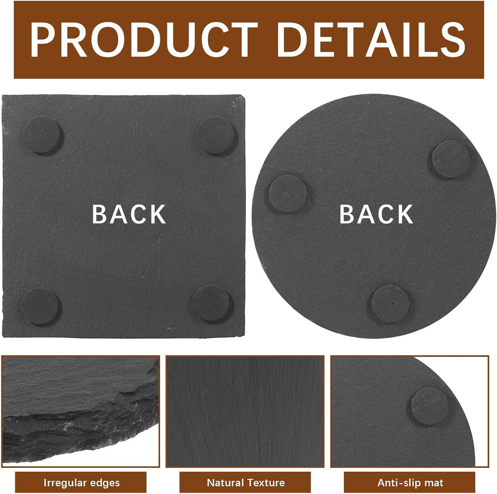 72pcs Slate Coasters Black 4 Inch Bulk Blank Rock Coasters Blank Laser Engrav...
