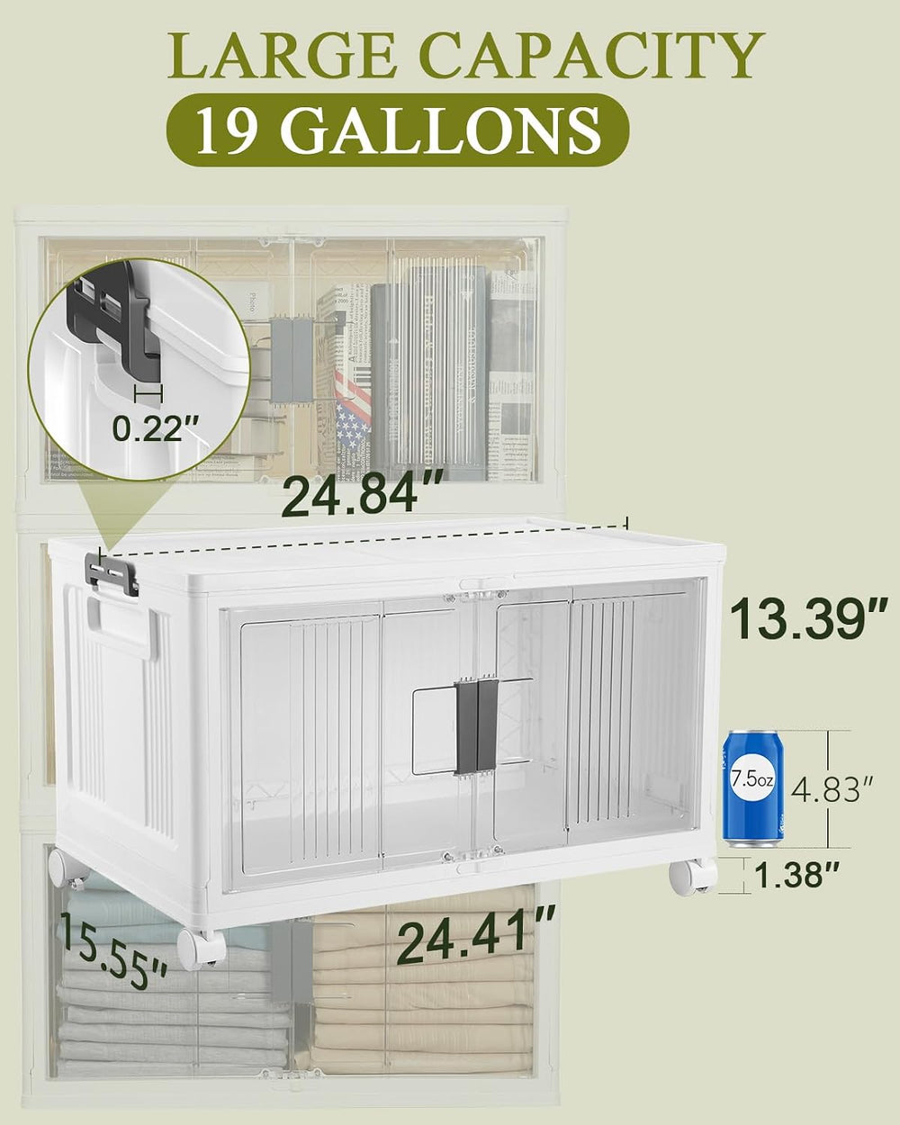 OlarHike 76QT Storage Bins with Lids for Home, Closet, Office, Dorm, 4 Pack