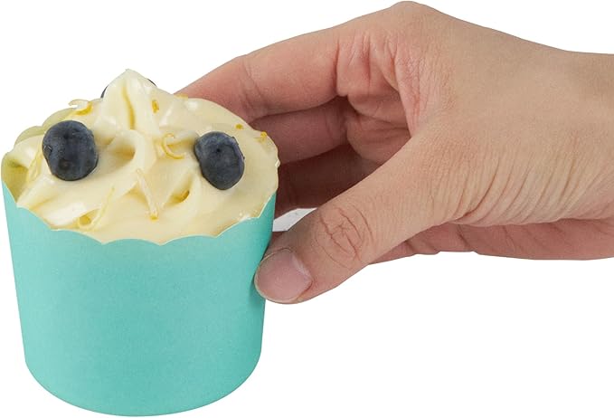Panificio 6 Ounce Cupcake Wrappers, 200 Scalloped Baking Cups - Oven-Ready, Greaseproof, Turquoise Paper Cupcake Liners, Disposable, For Birthdays, Baby Showers, Or Weddings - Restaurantware (200 Pack)