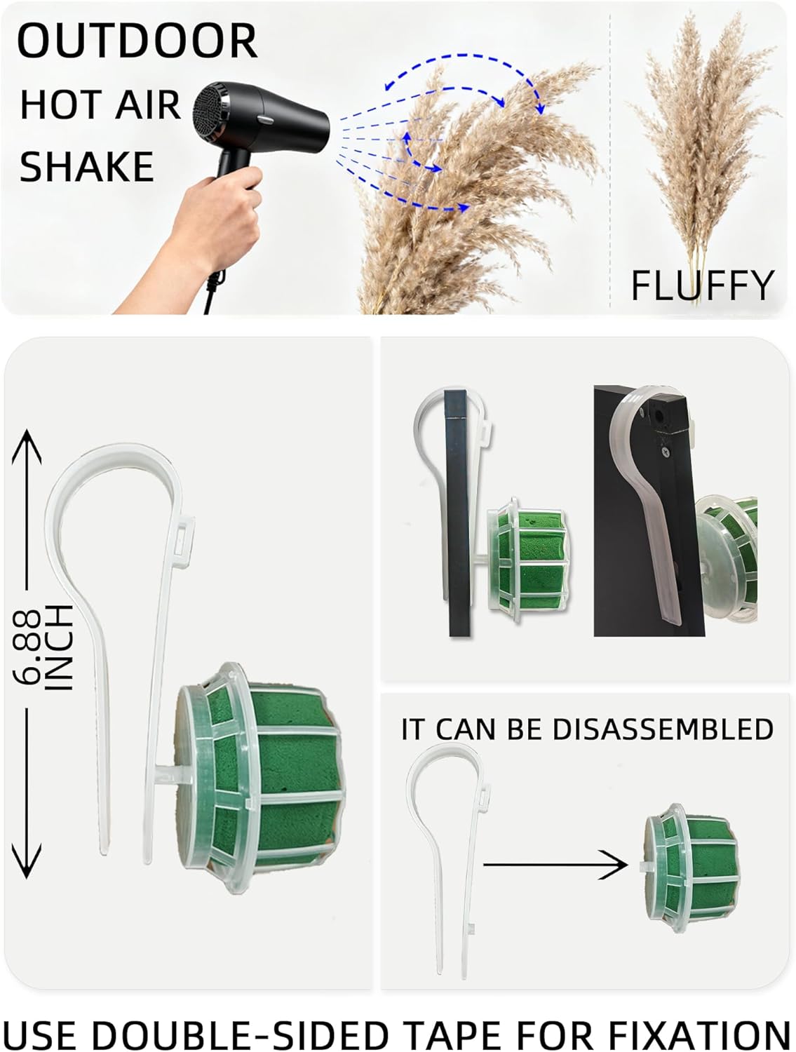 Fluffy Boho Wall Decor - DIY Pampas Grass Kits,Need to Assemble,Decorative Pampas Cloud,Mirror Decorative,for Entryway Bedroom Living Room Bathroom House Warming Gifts New Home Essential