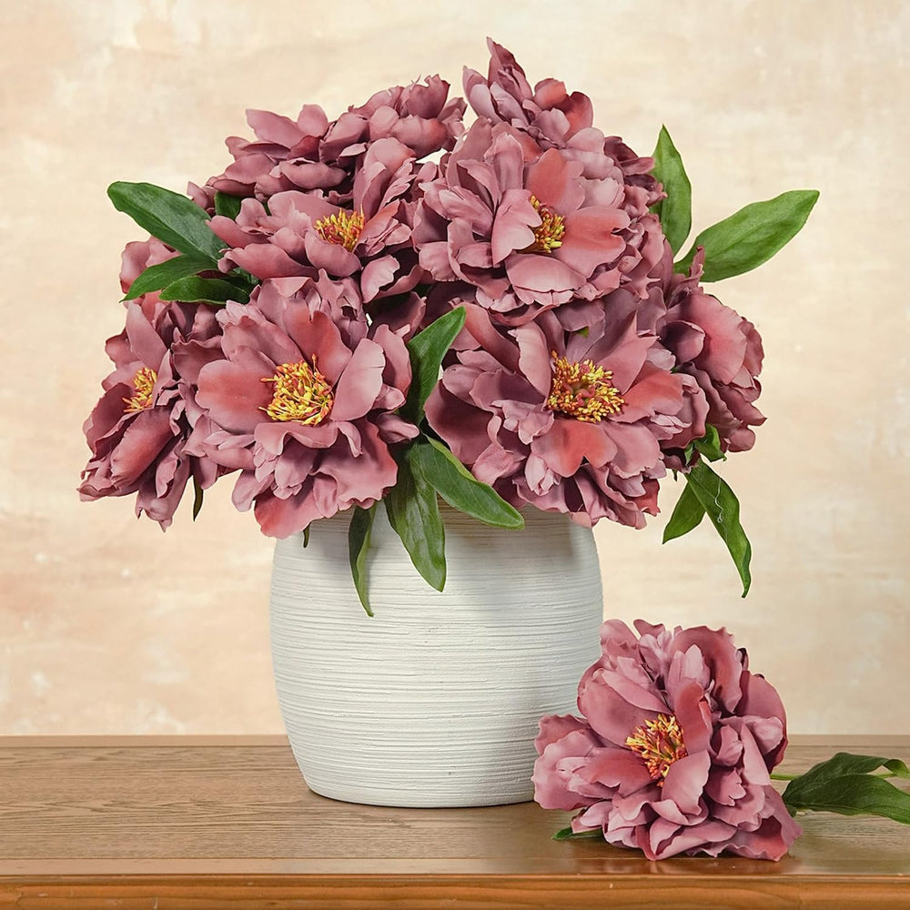 9Pcs Red Artificial Peony Flowers, Large Silk Flower Heads