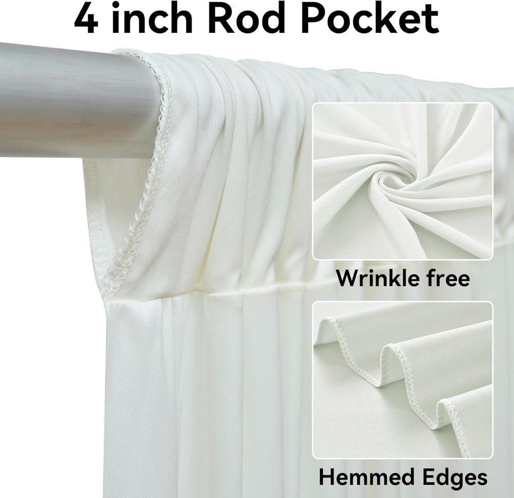 10x12ft Ivory Backdrop Curtain for Wedding Parties, Wrinkle Free 2 Panels Sil...