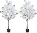 2 Pack Artificial Cherry Blossom Tree Fake Plants Faux Sakura Flowers, 4FT