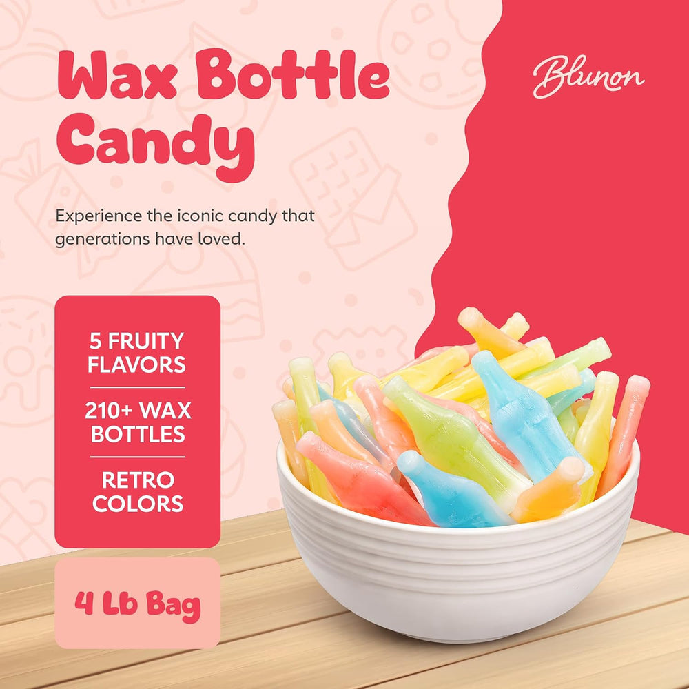 Wax Bottle Candy - 4 Pounds Bulk Retro Drink - Nostalgic Old School Candy - 2...