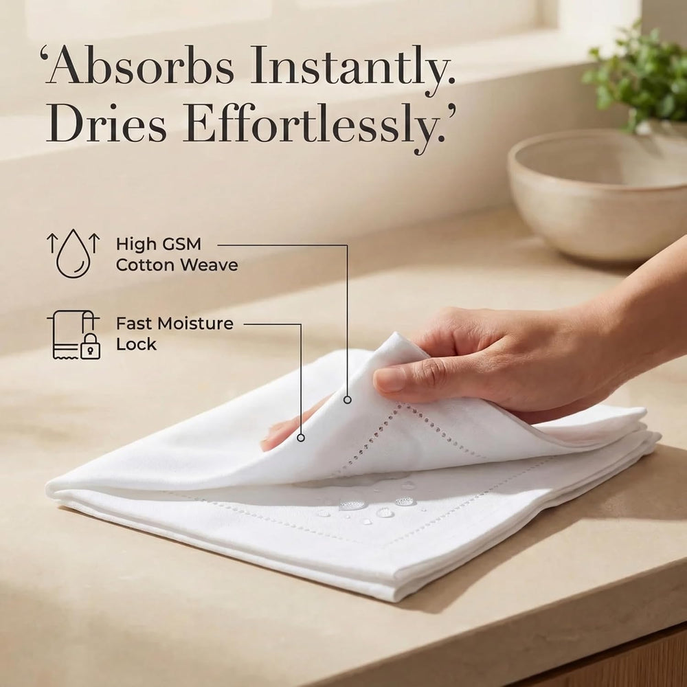 Urban Villa Cloth Napkins White Hemstitch Dinner Napkins Set of 12 (20X20) 10...