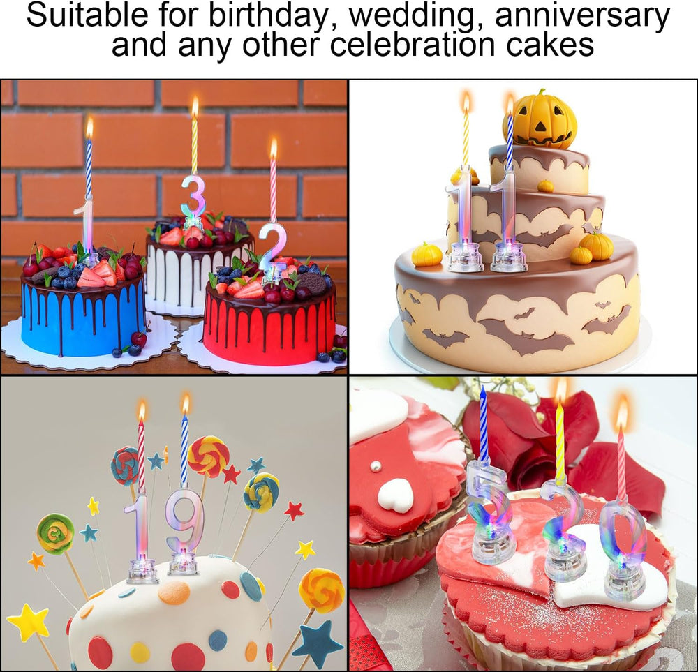 Boao 50 Pcs Birthday Number Candle Set LED Birthday Number Candles