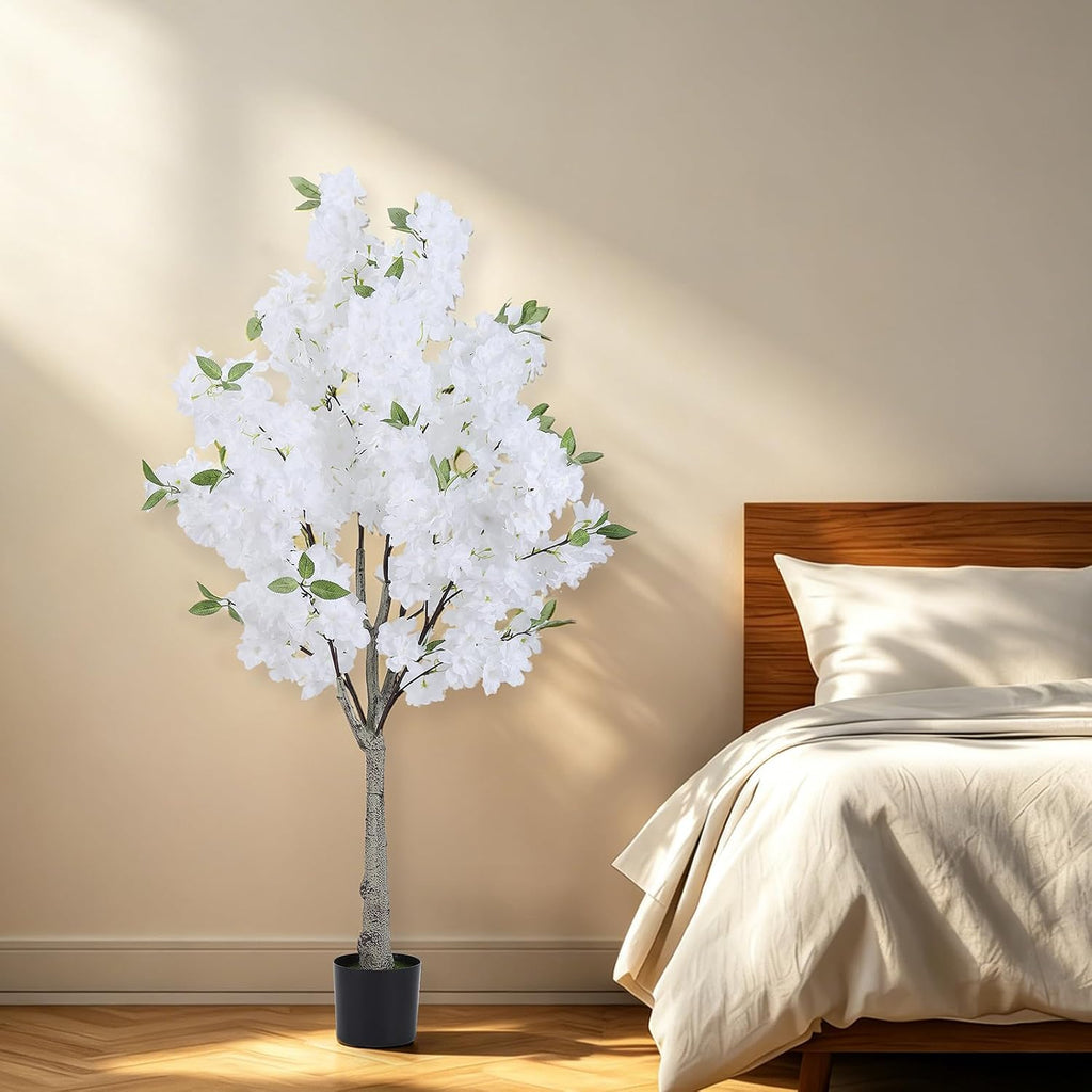 artificial cherry blossom tree fake plants faux sakura, side view