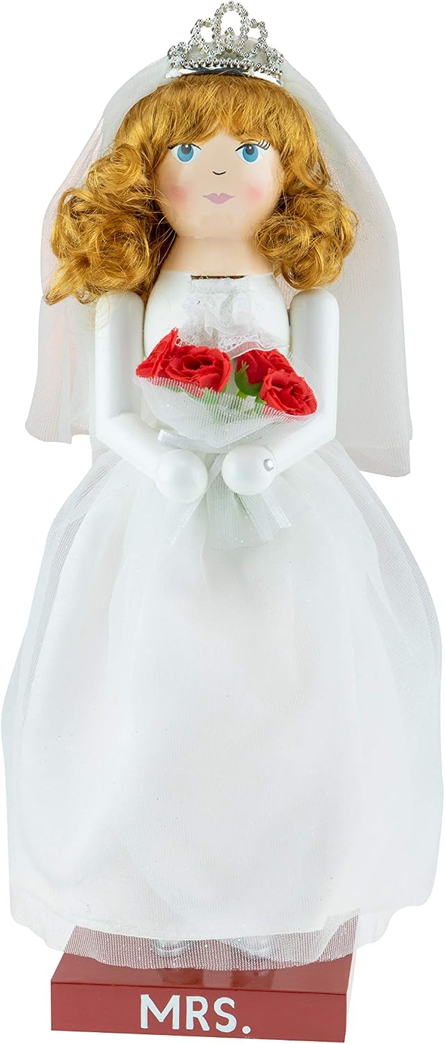 Clever Creations Bride 14 Inch Traditional Wooden Nutcracker, Festive Christmas Décor for Shelves and Tables