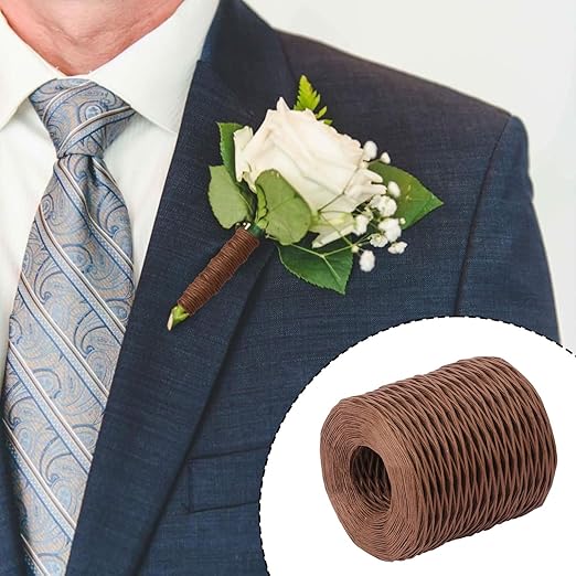 4 Roll 656Ft Brown Floral Wire, Rustic Vine Bind Wire for Flower Bouquets, Waterproof Paper Wrapped Twine(4 x 656 Ft)