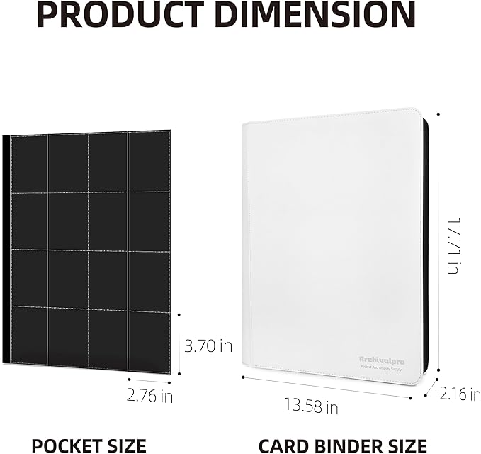 16 Pockets Premium Card Binder 1024 Cards Trading Card Binders Side Load Card Storage Display Album(16 Pocket 1024 Card Slot,White)